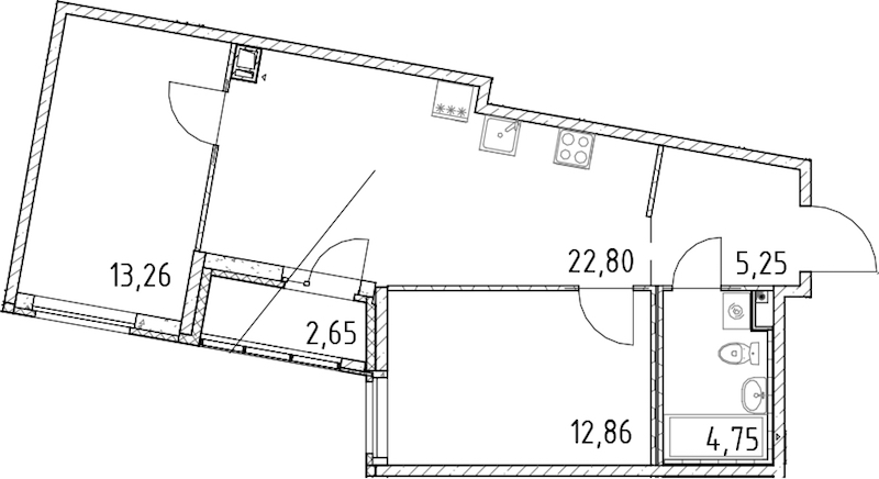2-комнатная квартира 58.92 м², 6/17 эт., ЖК «Город Первых»